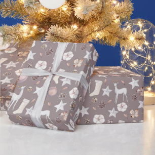 Papel De Presente Natal Nórdico Cervo Escandinavo