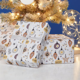 Papel De Presente Natal Nórdico Escandinavo Pasta Sueca Branca