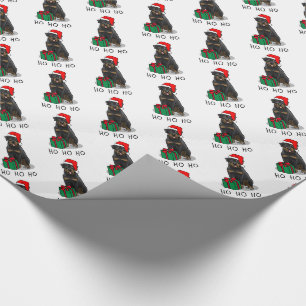 Papel De Presente Natal Papai Noel Chapeuer Rottweiler Cão Engraça