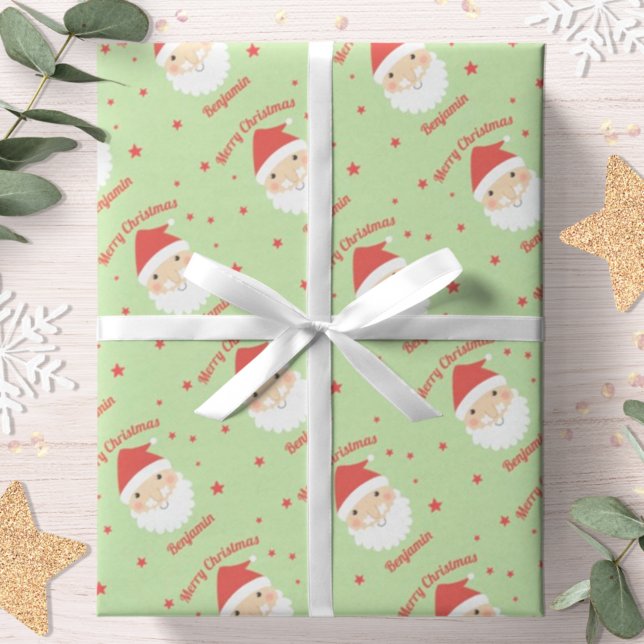 Papel De Presente Natal Papai Noel Nome Personalizado (Criador carregado)