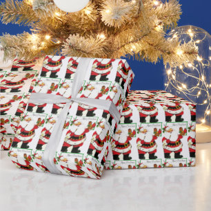 Papel De Presente Natal Papai Noel Pintura Cavalo Retro