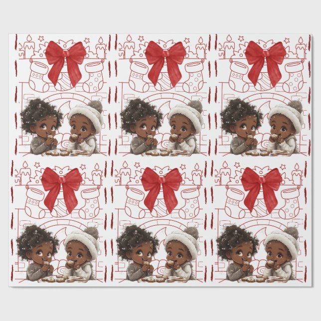 Papel De Presente Natal para Crianças e Biscoitos Afro-Americanos (Aberto)