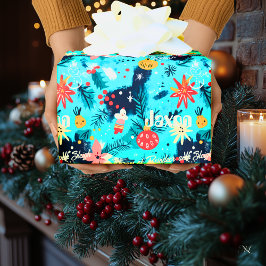 Papel De Presente Natal para Crianças Personalizadas com Flocos de N