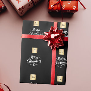 Papel De Presente Natal para o negócio de guisado branco preto