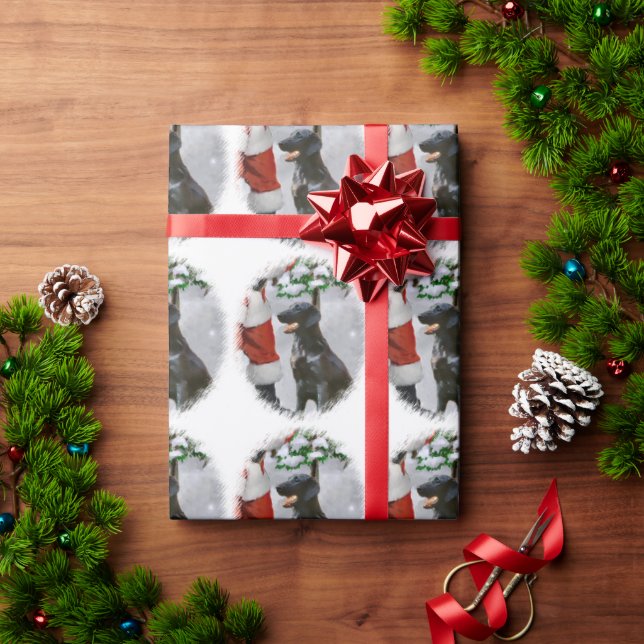 Papel De Presente Natal para o Retriever Revestido Plano (Presente de Natal)