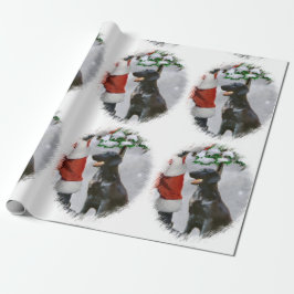 Papel De Presente Natal para o Retriever Revestido Plano