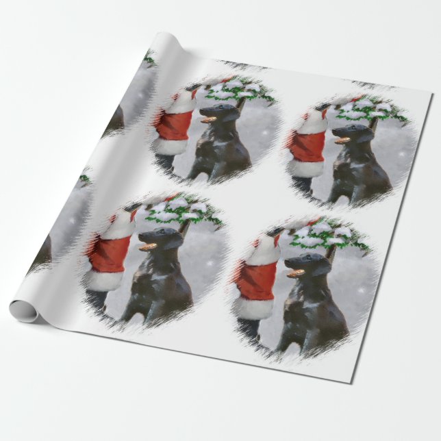Papel De Presente Natal para o Retriever Revestido Plano (Desenrolado)