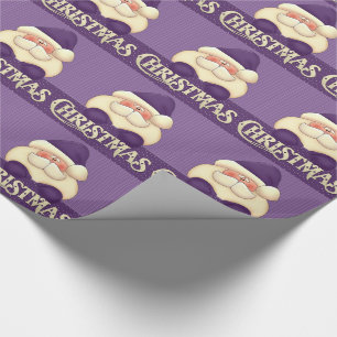 Papel De Presente Natal para Papais noeis de roxo e creme