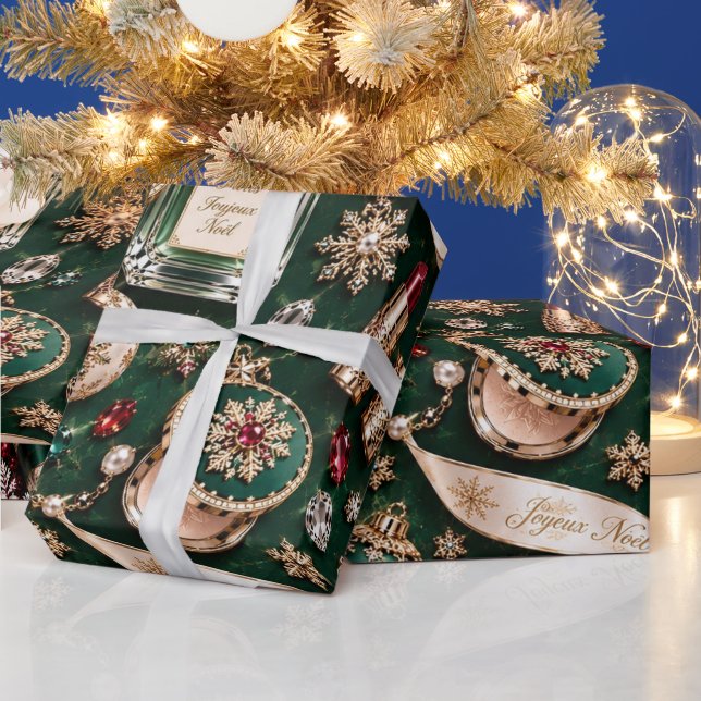 Papel De Presente Natal Parisiense Esmeralda Borgonha (Feriados)