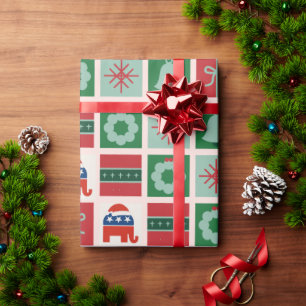 Papel De Presente Natal Patriótico Americano Eleições de Meio de Man