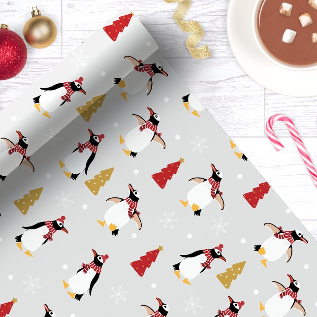 Papel De Presente Natal Pengim Fofa de Inverno (Criador carregado)