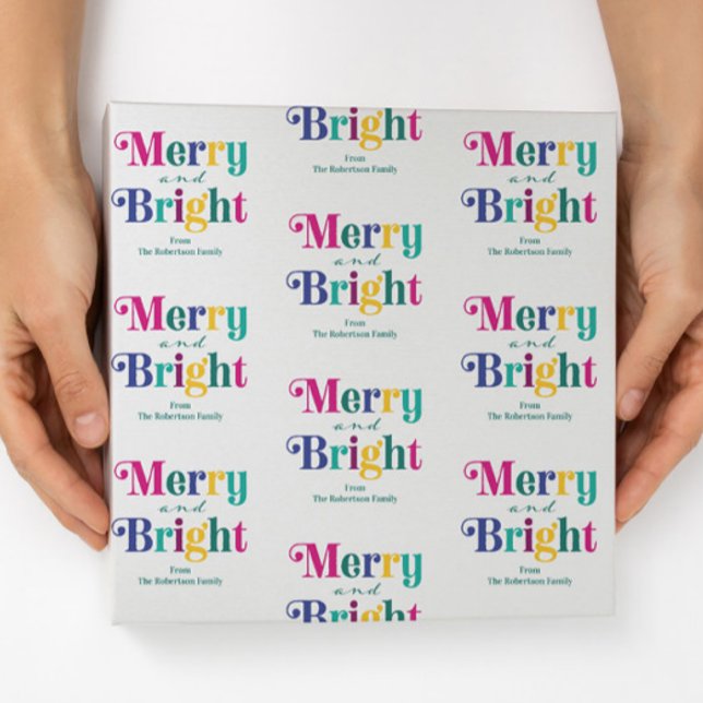 Papel De Presente Natal Personalizado Alegre e Brilhante Feriado (Criador carregado)