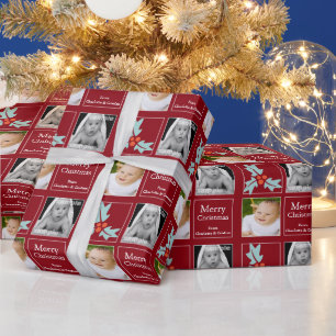 Papel De Presente Natal Personalizado Azevinho Vermelho