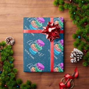 Papel De Presente Natal personalizado de biscoitos macarônicos franc