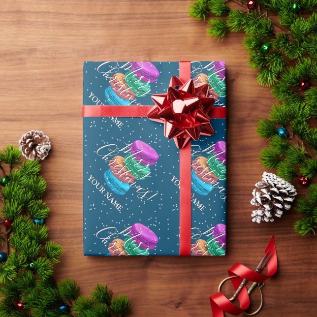Papel De Presente Natal personalizado de biscoitos macarônicos franc (Presente de Natal)