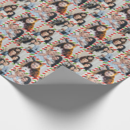 Papel De Presente Natal Personalizado de Colagem de 4 Fotos