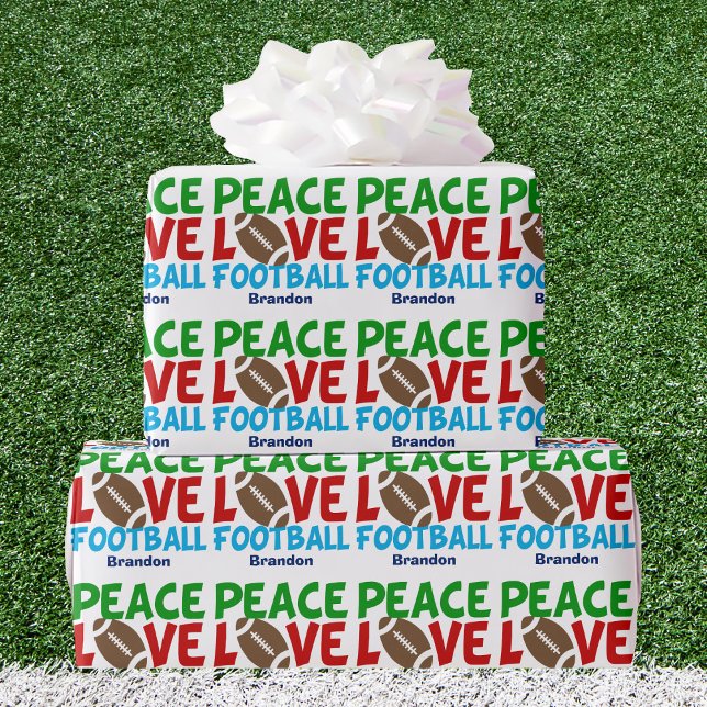 Papel De Presente Natal Personalizado de Futebol do Peace Love (Criador carregado)