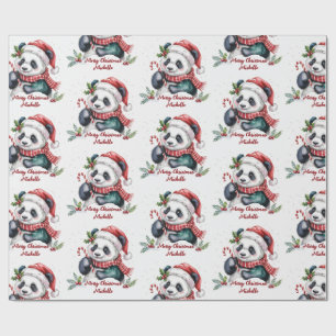 Papel De Presente Natal Personalizado Feliz Panda Urso Fofo