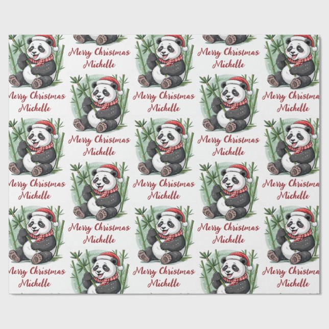 Papel De Presente Natal Personalizado Feliz Urso Panda Fofo (Aberto)