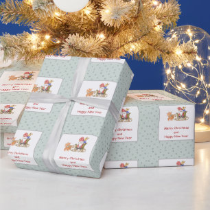 Papel De Presente Natal personalizado para Santa Claus Reindeer Slei