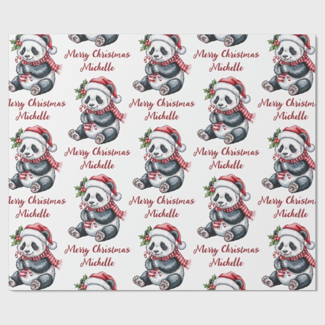 Papel De Presente Natal Personalizado Urso Panda Fofo (Aberto)