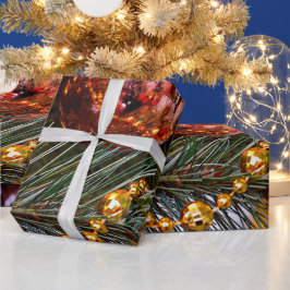Papel De Presente Natal Pine Bauble e Garland