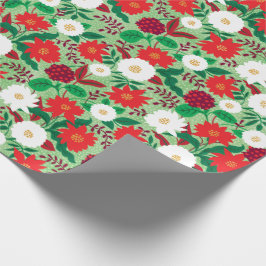 Papel De Presente Natal Poinsettia Red White Floral Monograma