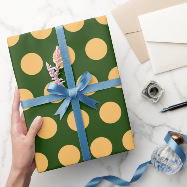 Papel De Presente Natal Pontos Polka Verde Moderno (Presentear)