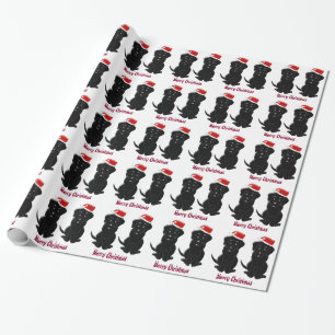 Papel De Presente Natal preto personalizado de Labrador