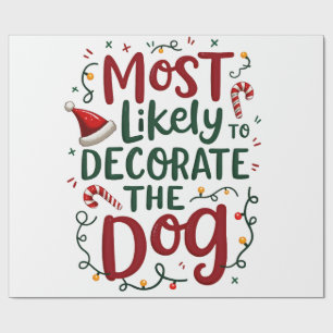 Papel De Presente Natal Provavelmente Decorar Cachorro Família Xmas