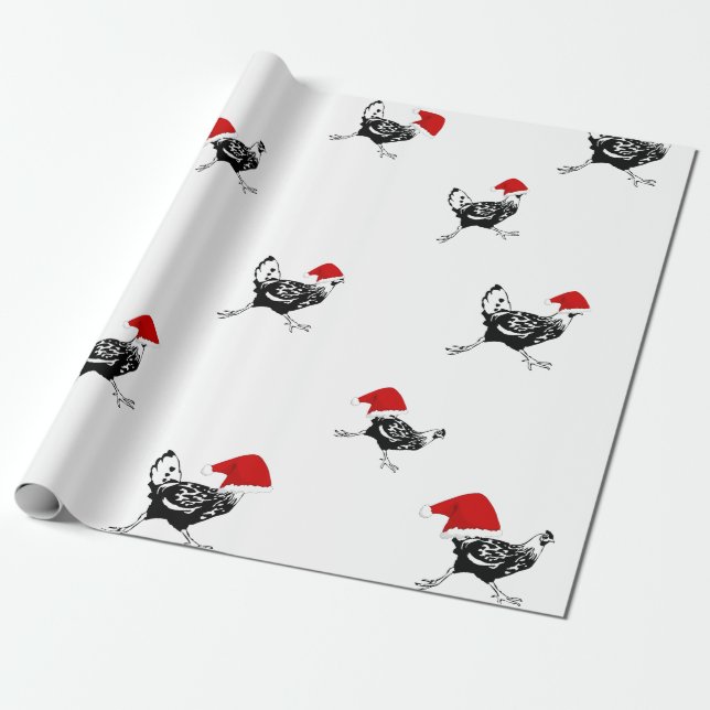Papel De Presente Natal que envolve galinhas do Papel-Papai noel (Desenrolado)