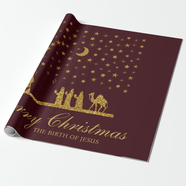 Papel De Presente Natal religioso, Nascimento de Jesus, Três Rei (Desenrolado)
