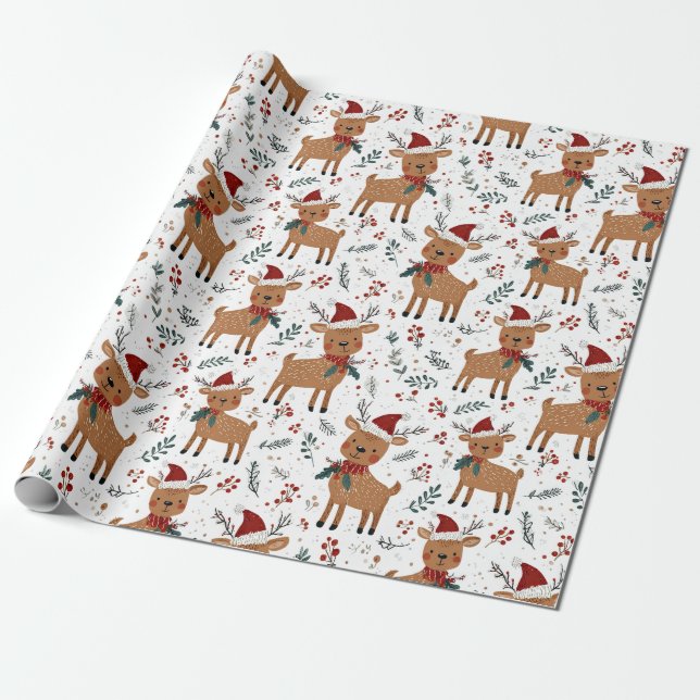 Papel De Presente Natal Rena Antigo Fofo (Desenrolado)