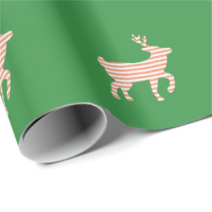 Papel De Presente Natal - rena listrada do bastão de doces