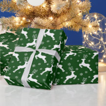 Natal Reno Verde Branco & Flocos de Neve