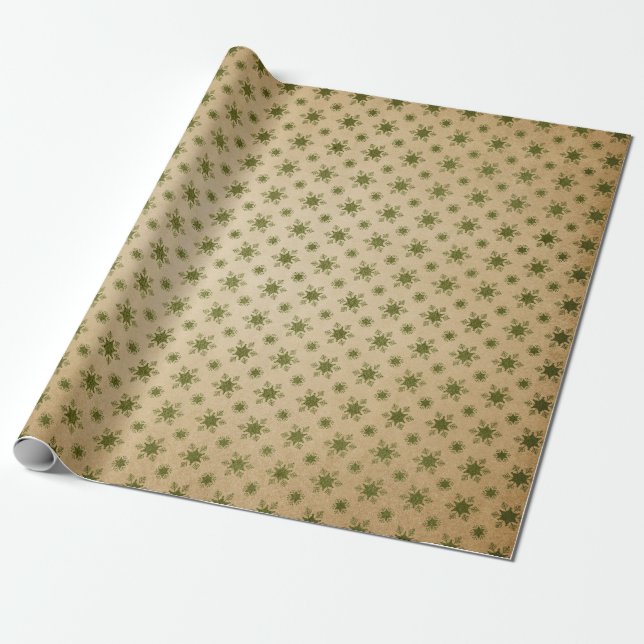 Papel De Presente Natal Retro Verde e Kraft (Desenrolado)