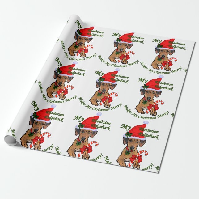 Papel De Presente Natal Ridgeback da Rodésia (Desenrolado)