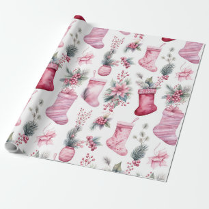 Papel De Presente Natal Rosa