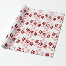 Natal Rosa Vermelho Cachorro Gato Patas Ossos Floc
