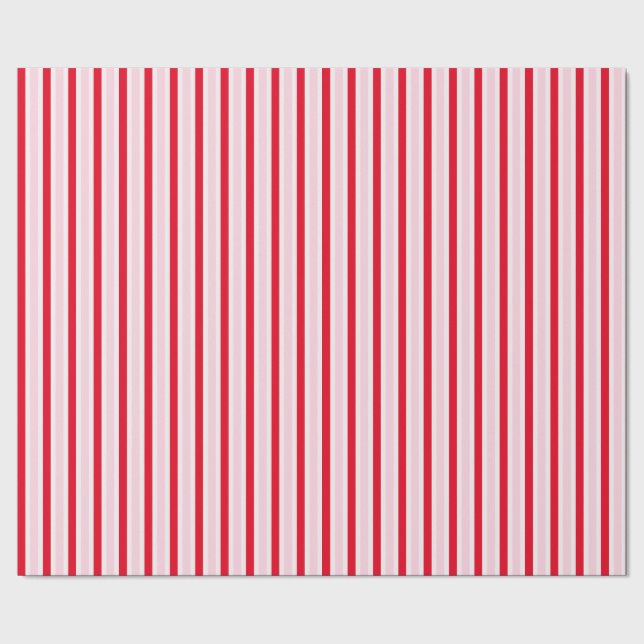 Papel De Presente Natal Rosa Vermelho Listrado Moderno (Barra)