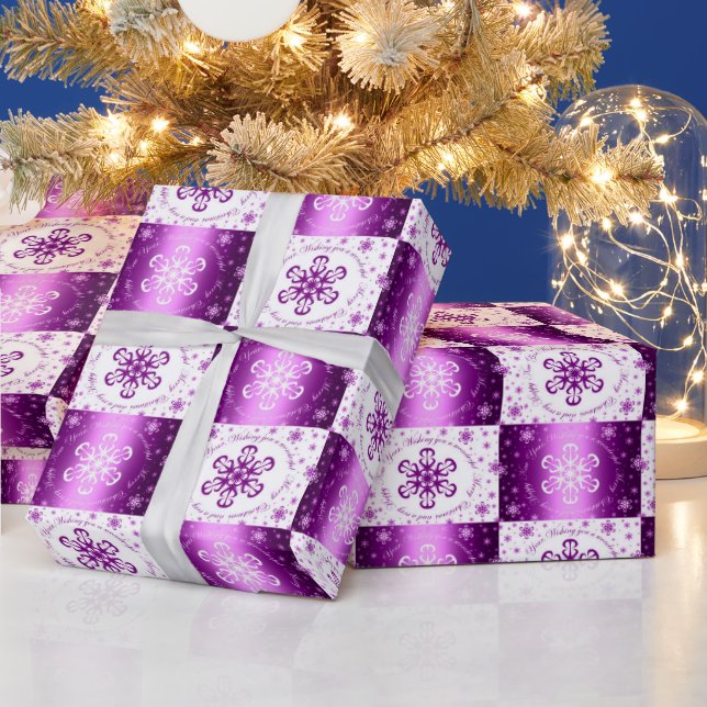 Papel De Presente Natal roxo e branco (Feriados)
