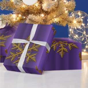 Papel De Presente Natal roxo e Dourado
