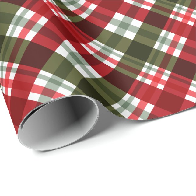 Papel De Presente Natal Russo/Natal Vermelho e Tartan Verde (Ponta do rolo)