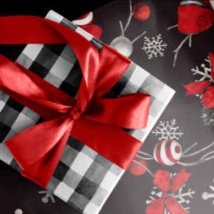 Papel De Presente Natal Russo Negro e Búfalo Branco