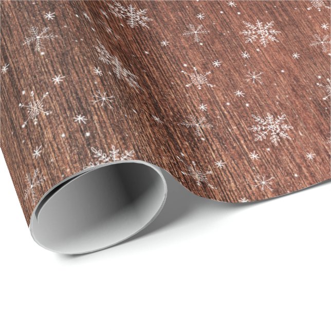 Papel De Presente Natal Rustic Snowflake (Ponta do rolo)