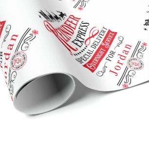 Papel De Presente Natal Santa Clause Entrega Expresso do Polo Norte