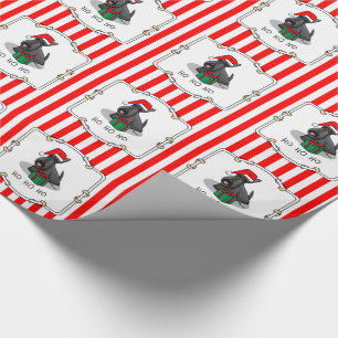 Papel De Presente Natal Santa Hat Scottish Terrier (preto)