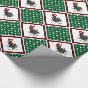 Papel De Presente Natal Santa Hat Scottish Terrier (preto)