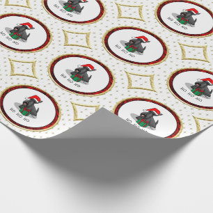 Papel De Presente Natal Santa Hat Scottish Terrier (preto)