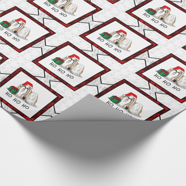 Papel De Presente Natal Santa Hat Shih Tzu (branco-tan) (Ponta)